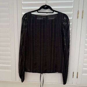 Rachel Zoe Long Sleeve Blouson Top Black/Gold Sz 2
